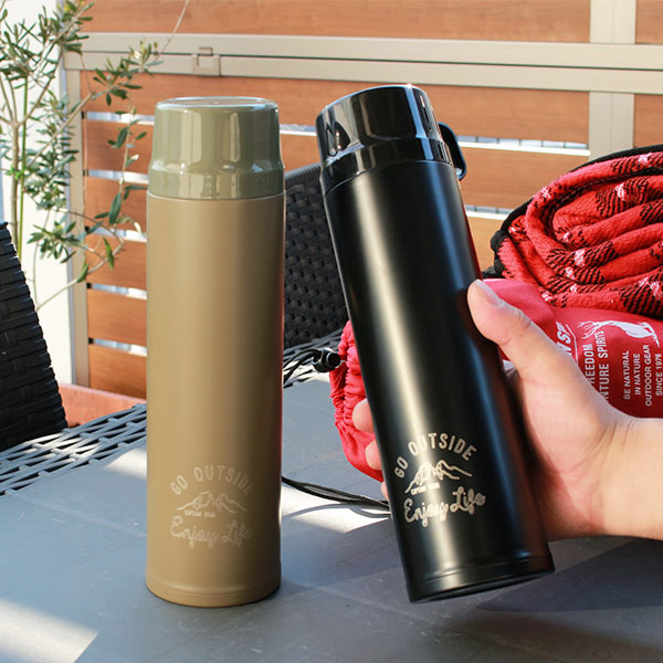 モンテ 水筒 キャプテンスタッグ 直飲み コップ 2way ダブルステンレス