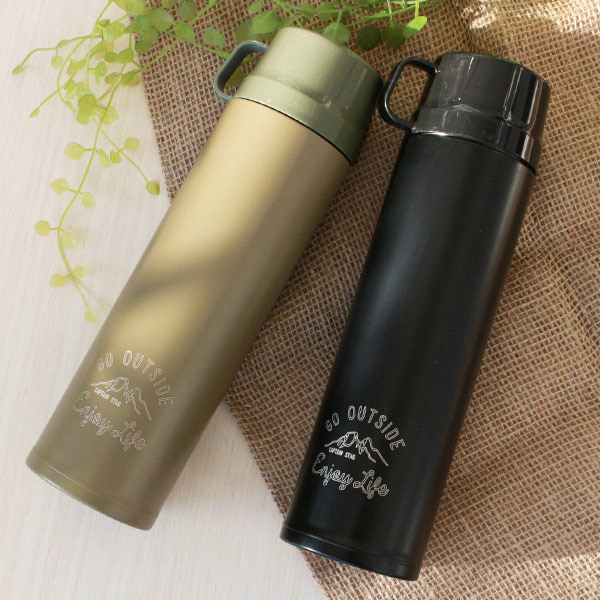 モンテ 水筒 キャプテンスタッグ 直飲み コップ 2way ダブルステンレス
