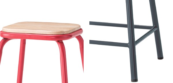 スツール 高さ47cm 木製 天然木 スチール ヴィンテージ調 レトロ 椅子