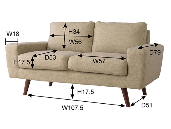 東谷 ソファ 幅150cm 2人掛 ひじ掛け ファブリック 布製 ローソファ