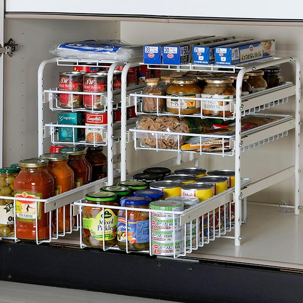 下村企販 シンク下収納 3段 キッチンラック 幅32cm ワイヤー製