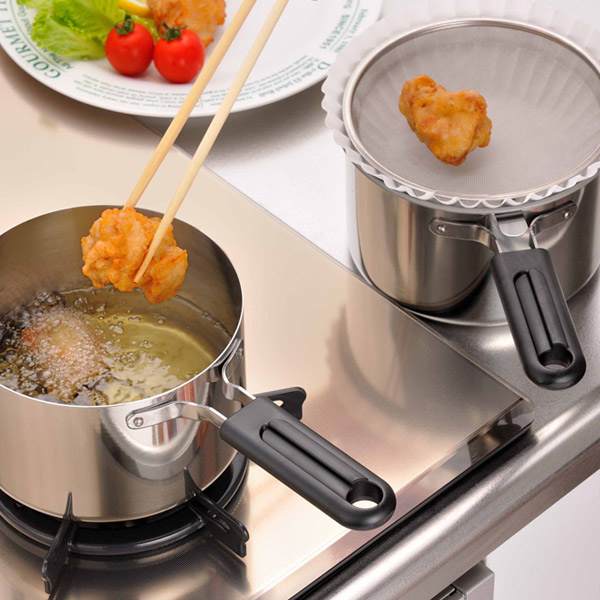 下村企販 天ぷら鍋 16cm IH対応 NEWダブルポット＆揚げ鍋 ステンレス製