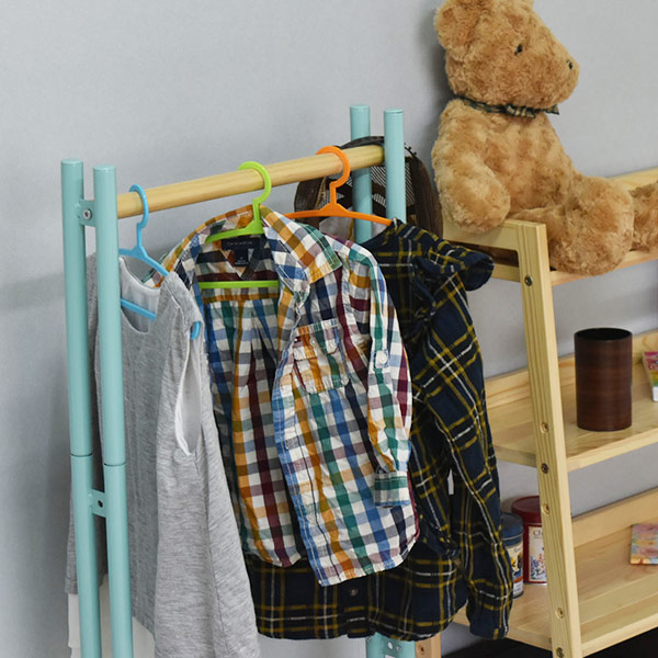 キッズハンガー 高さ107.5cm ハンガー 子供用 木製 キャスター