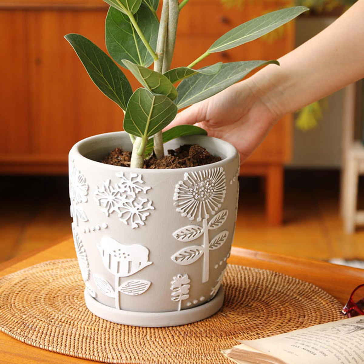 植木鉢 レリーフプランター Lサイズ 5号 （ フラワーポット 鉢植え