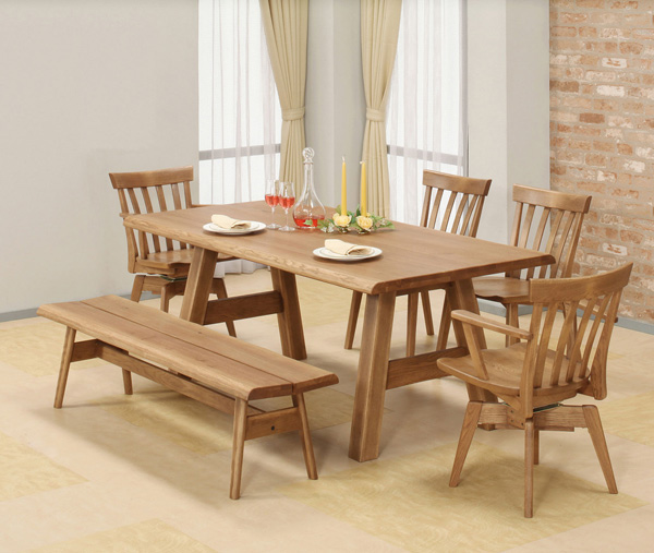 ダイニングチェア 回転式 座面高43cm アームチェア 天然木 カントリー