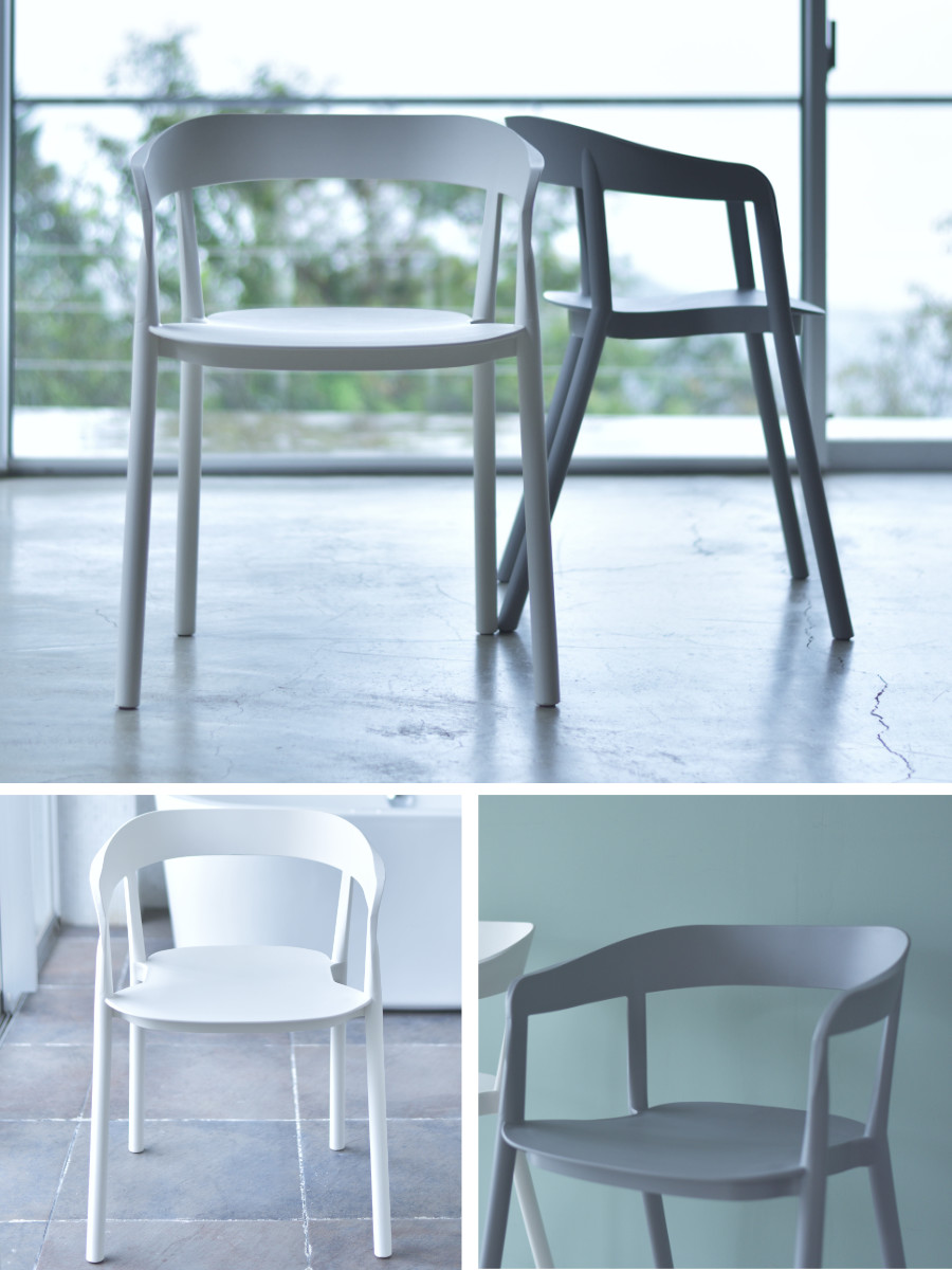 東谷 チェア 4脚セット 座面高46cm 積み重ね スタッキング ひじ掛け