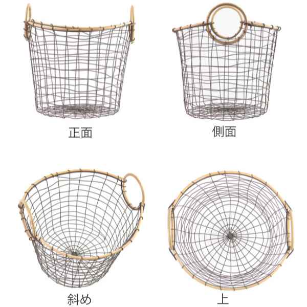 ちどり産業 ワイヤーバスケット 籐のカゴ 直径38×高さ30cm