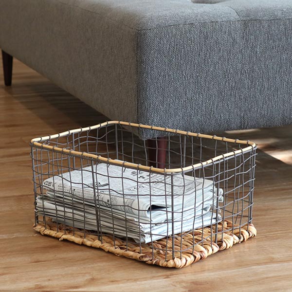 ちどり産業 ワイヤーバスケット 籐のカゴ 幅37×奥行26×高さ18cm