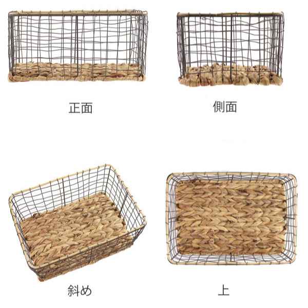 ちどり産業 ワイヤーバスケット 籐のカゴ 幅37×奥行26×高さ18cm