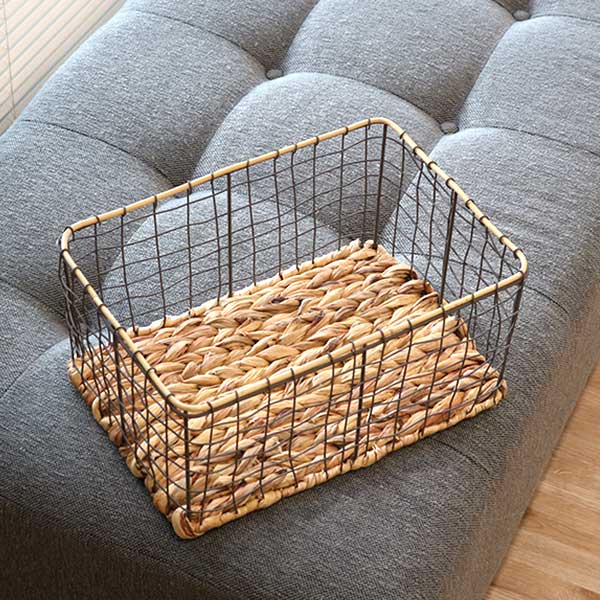 ちどり産業 ワイヤーバスケット 籐のカゴ 幅37×奥行26×高さ18cm
