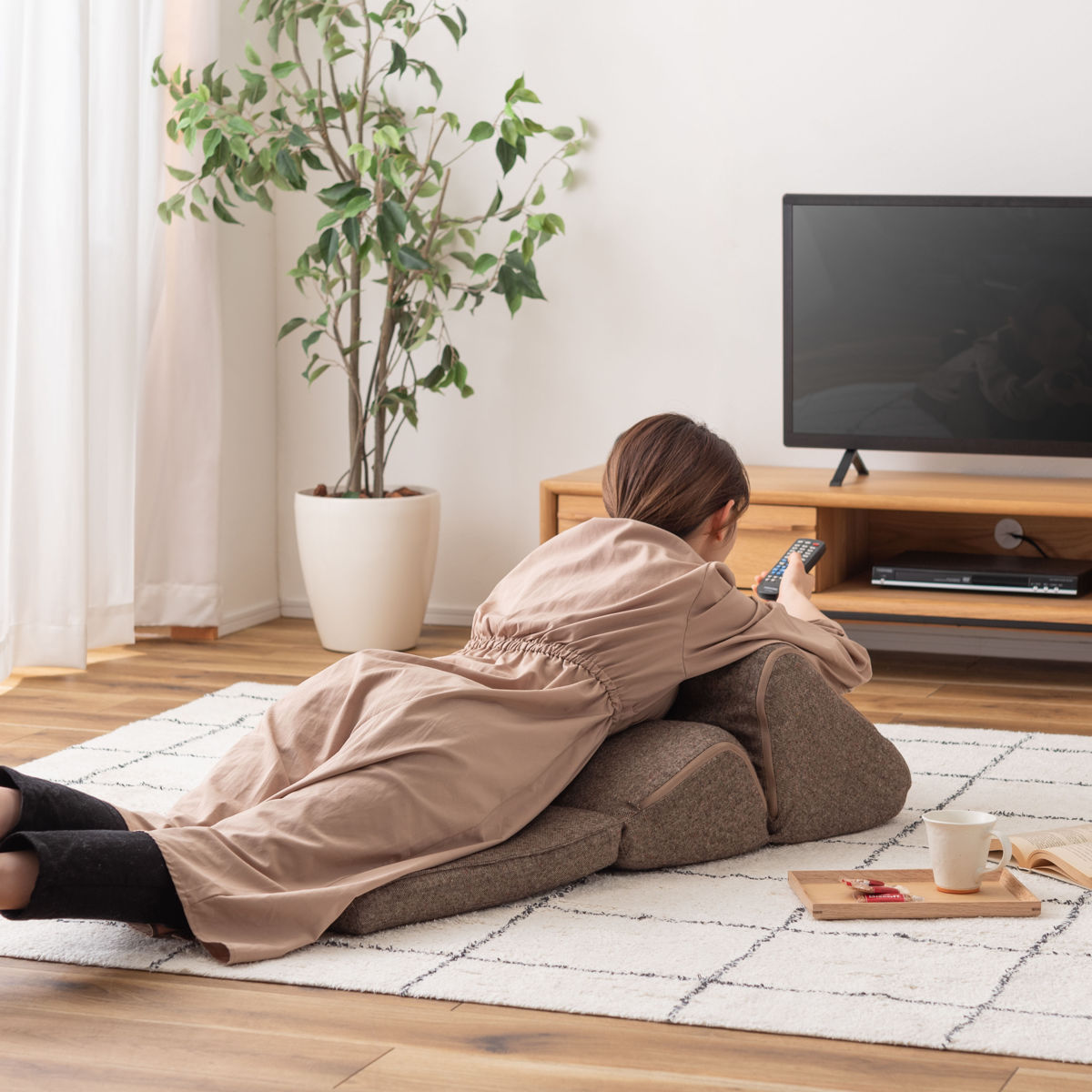 TV枕 テレビ枕 幅46cm 折り畳み 座椅子 座いす ファブリック素材 