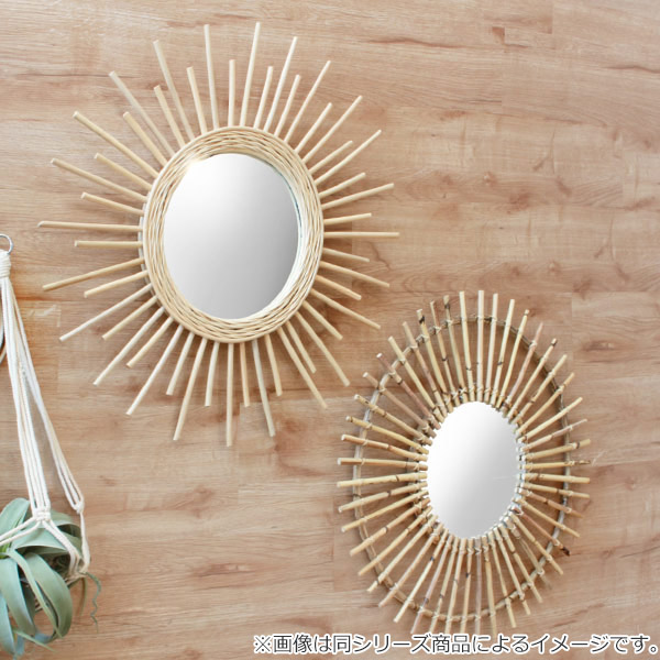 ミラー 幅60cm ラタン 籐 かがみ 鏡 ウォールミラー 壁掛け おしゃれ