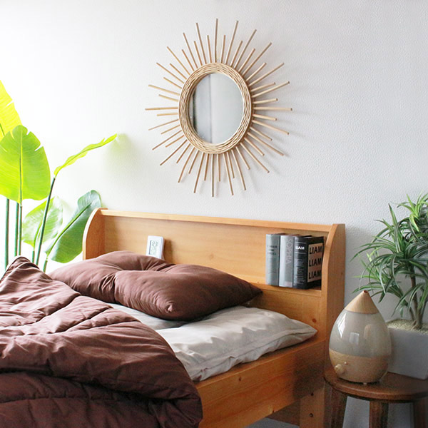 ミラー 幅60cm ラタン 籐 かがみ 鏡 ウォールミラー 壁掛け おしゃれ