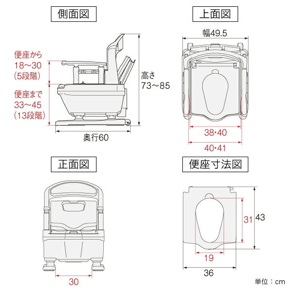 アロン化成 ポータブルトイレ 標準便座 コンパクト キャスター付 介護