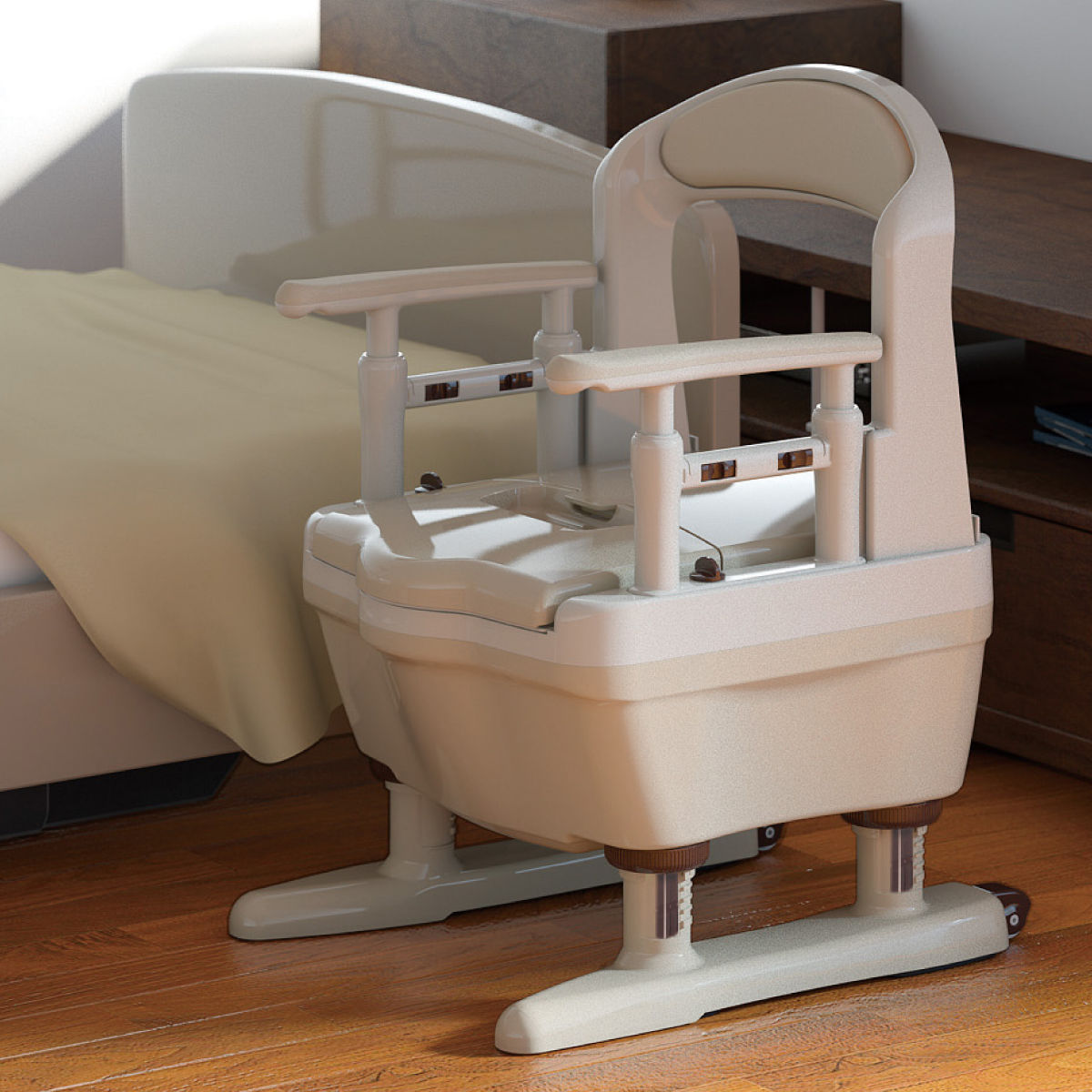 アロン化成 ポータブルトイレ 標準便座 コンパクト キャスター付 介護