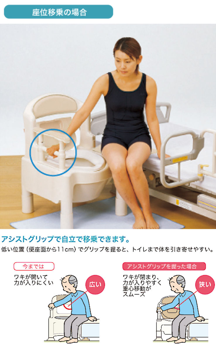 アロン化成 ポータブルトイレ 標準便座 キャスター付 介護用 ちびくま