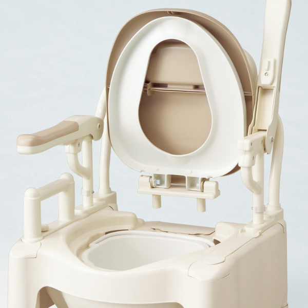 ポータブルトイレ ソフト便座 高さ49cm 快適脱臭 キャスター付 ちび