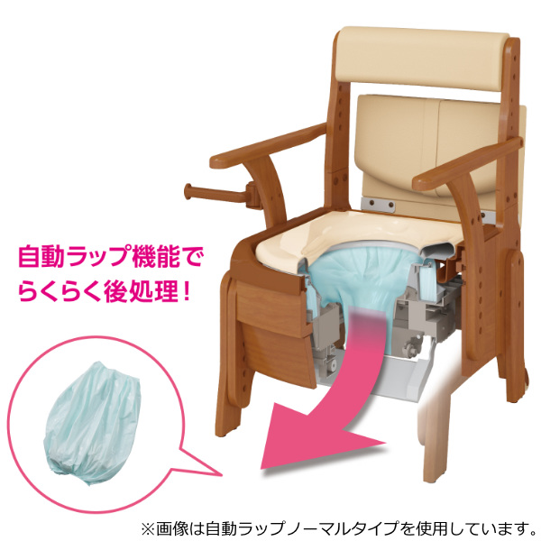 ポータブルトイレ コンパクト 暖房便座 自動ラップ キャスター付 
