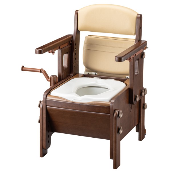ポータブルトイレ ベージュ/ブラウン ポータブルトイレ 標準便座 キャスター付 家具調スマートトイレ NEO