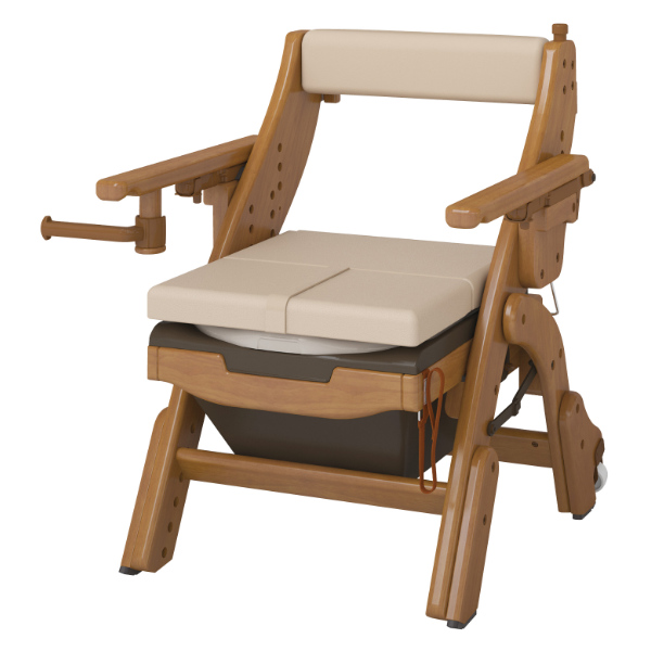 ポータブルトイレ ソフト便座 キャスター付 折りたたみ 家具調トイレ