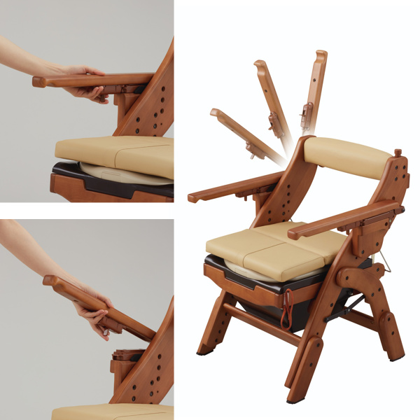 ポータブルトイレ ソフト便座 キャスター付 折りたたみ 家具調トイレ