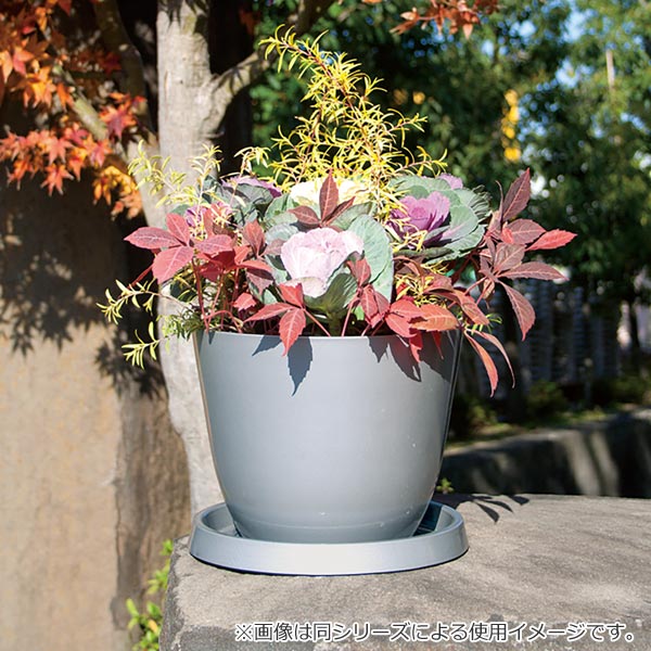 在庫処分特価） ガーデニング プランター 丸型 グレー 高さ20cm