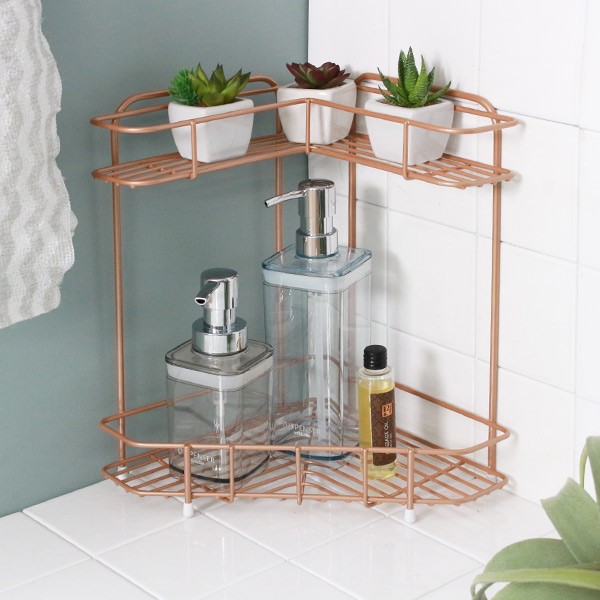 レイエ 調味料ラック コーナーラック 2段 ストレージゴールド スチール