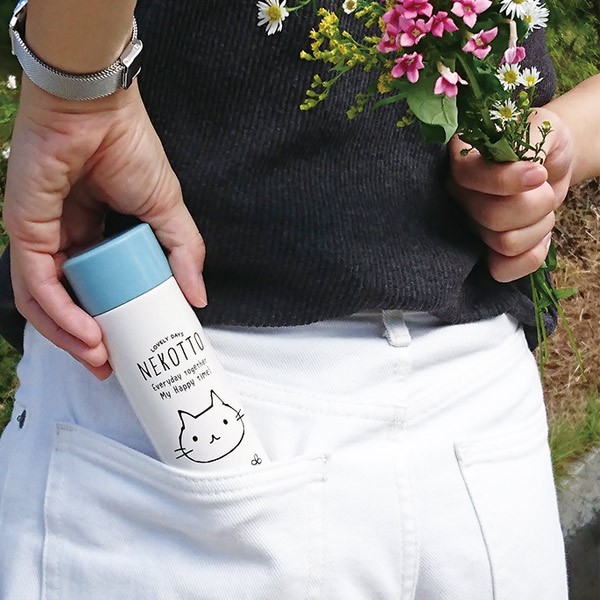 スケーター 水筒 ミニ ポケットステンマグボトル ねこっと 120ml 黒