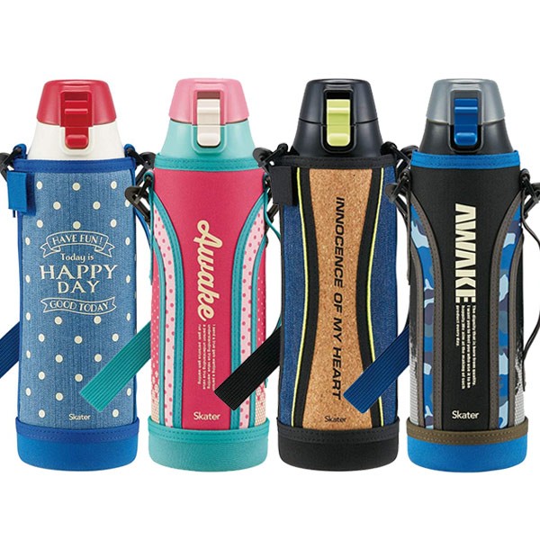ワンタッチ水筒 水筒 990ml ステンレス 直飲み ワンタッチ ボトルカバー付