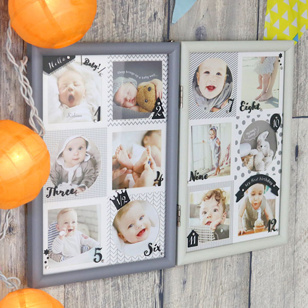 フォトフレーム 壁掛け 12か月 9×9cm 赤ちゃん NORD ANNO 写真立て