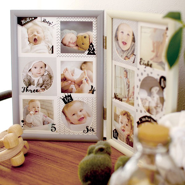 フォトフレーム 壁掛け 12か月 9×9cm 赤ちゃん NORD ANNO 写真立て