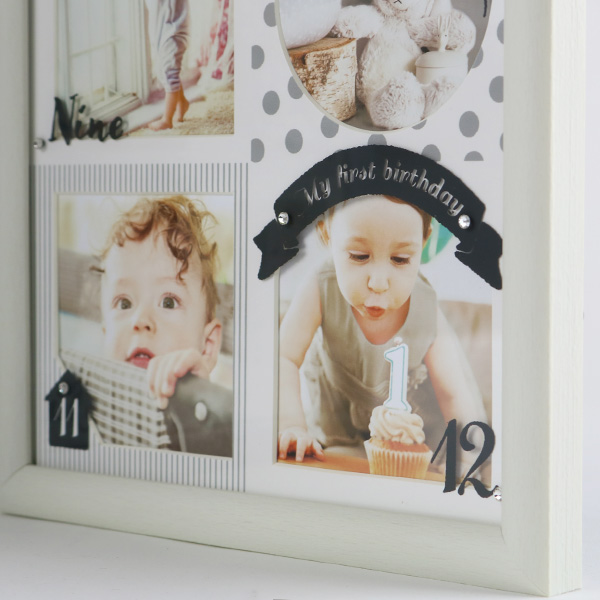 フォトフレーム 壁掛け 12か月 9×9cm 赤ちゃん NORD ANNO 写真立て