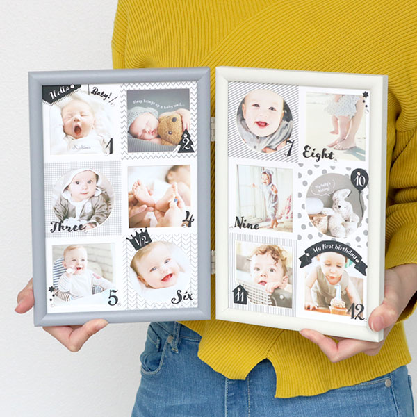 フォトフレーム 壁掛け 12か月 9×9cm 赤ちゃん NORD ANNO 写真立て