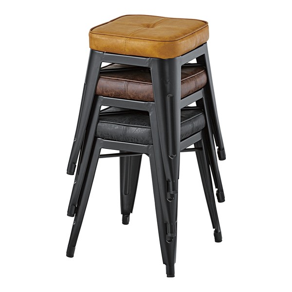 スツール 2脚セット スタッキング 積み重ね スチール クッション