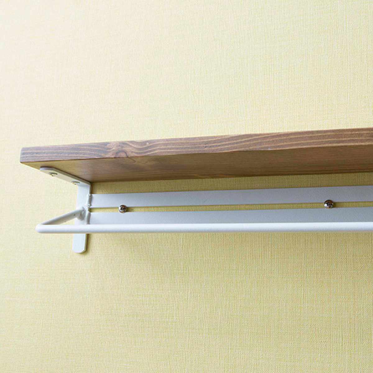 タオルハンガー 棚付 ヴィンテージ調 天然木 幅36cm ダークブラウン