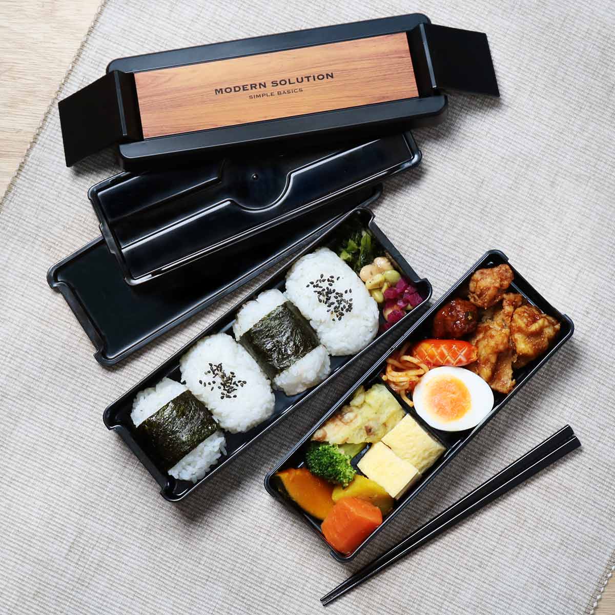 大人用　弁当箱2ケ　箸付き 弁当箱 2段 950ml パッキン一体式 イージーケアランチボックス 箸付き