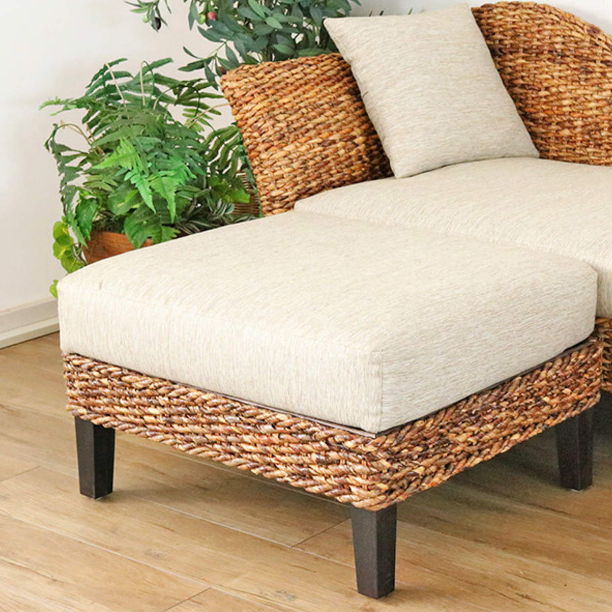 オットマン 幅70cm ハワイアンリゾート風 バナナリーフ材 Ohana