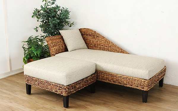 カウチソファ 幅160cm ハワイアンリゾート風 バナナリーフ材 Ohana