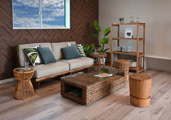 ⭐︎★再値下げ★⭐︎ハワイアンソファー ソファ 1人掛け 幅80cm ハワイアンリゾート風 天然木フレーム Ohana