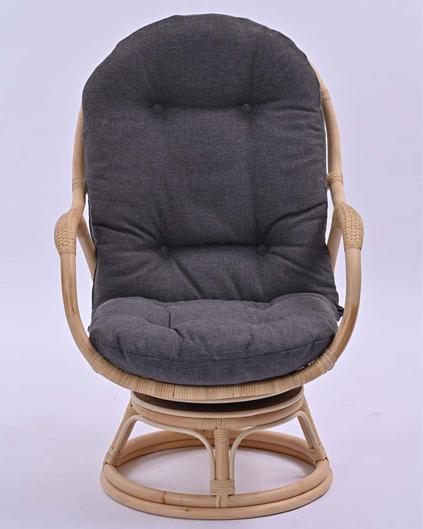 籐 回転アームチェア クッション付 ラタン製 座面高45cm （ ラタン