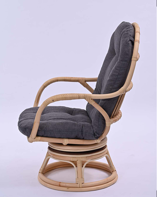 籐 回転アームチェア クッション付 ラタン製 座面高45cm （ ラタン