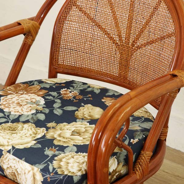 籐 回転チェア リラックスチェアー クッション付 ラタン家具 座面高