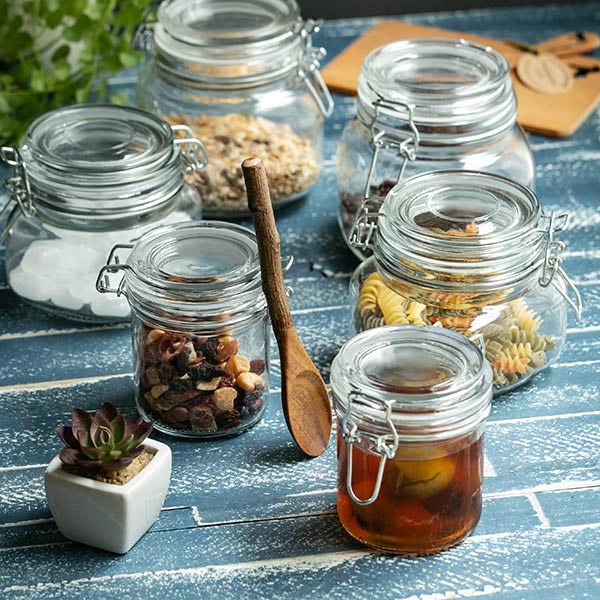 保存容器 300ml ガラス製 6個セット パッキン付き 密閉ガラス容器