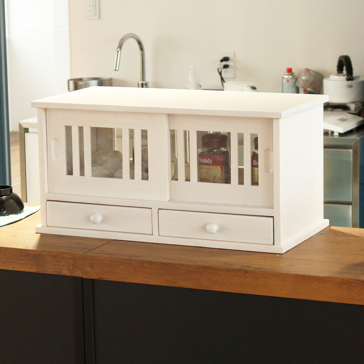 谷村実業 カウンターラック 桐製 幅60cm はい帳 両面引き戸 （ 蠅帳 蝿