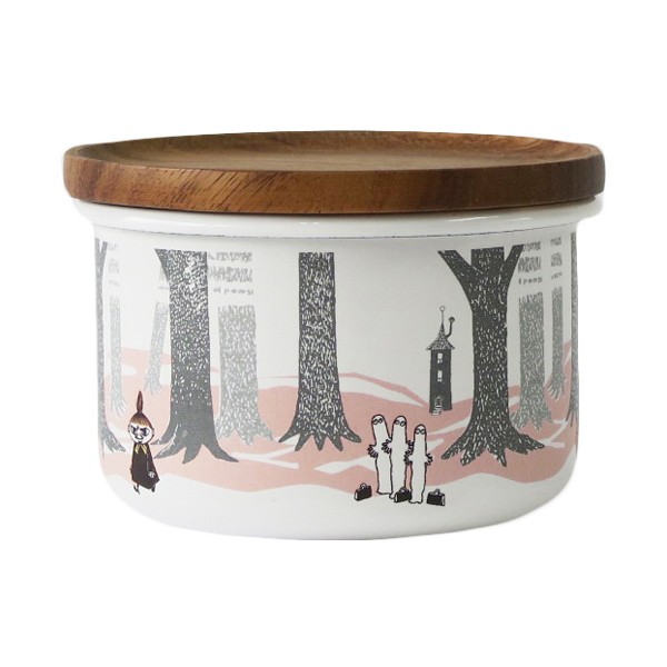 保存容器 ホーロー製 400ml 木ブタ付き 丸型 ムーミン 富士ホーロー