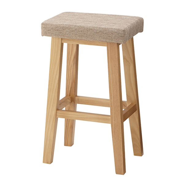 東谷 ハイスツール 高さ60cm 木製 天然木 布張り ファブリック