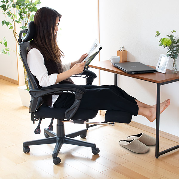 谷村実業 オフィスチェア リクライニング フットレスト 高さ調整