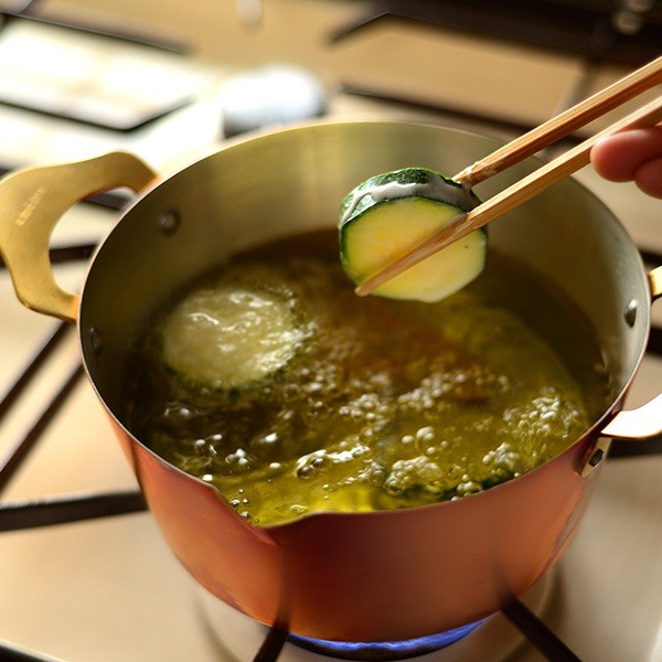 天ぷら鍋 18cm 銅製 ガス火専用 日本製 ameiro AGEMONO 18 （ 揚げ物鍋