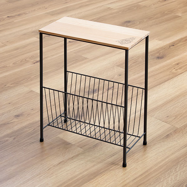 東谷 サイドテーブル 高さ50cm マガジンラック 木製 スチール ラック