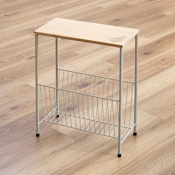 東谷 サイドテーブル 高さ50cm マガジンラック 木製 スチール ラック